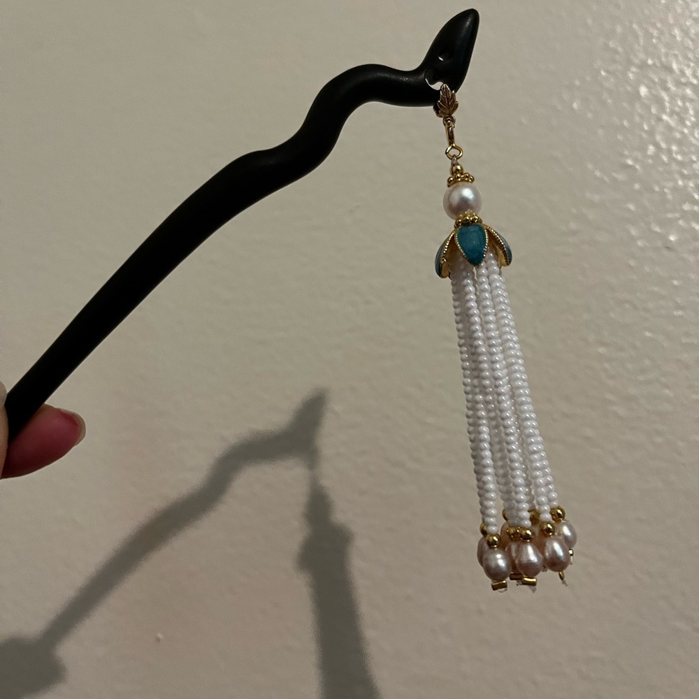 Ebony Blackwood hairstick with charms